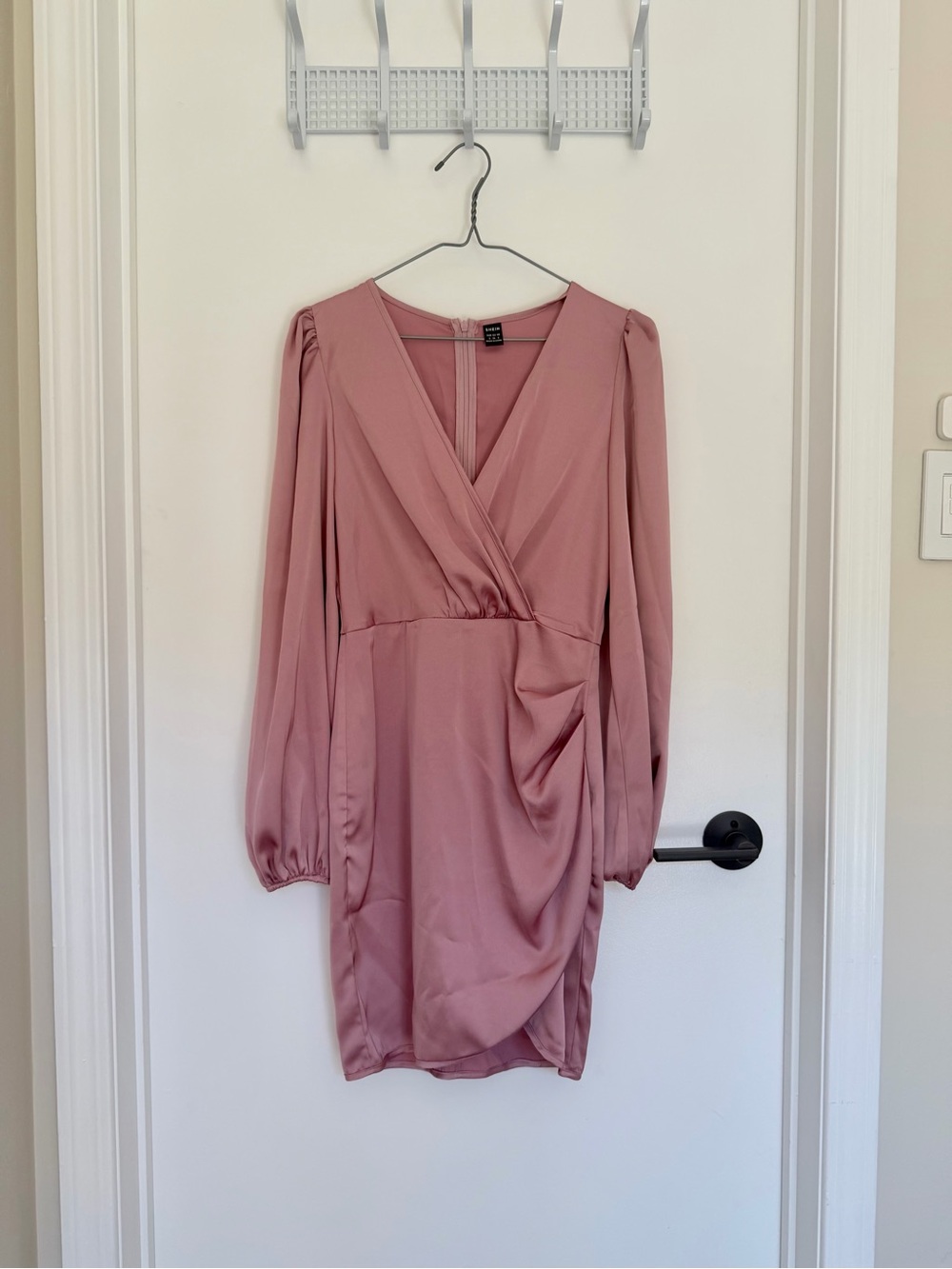 SHEIN Dusty Rose Wrap-Front Mini Dress
